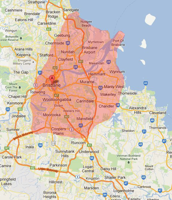 JC Pool Services Brisbane Service Area Map